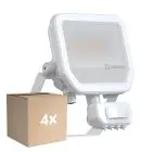 Multipack 4x Ledvance LED Floodlight Aluminium White 17W 2200lm 100D - 830 Warm White | IP65 - Motion And Light Sensor - Symmetrical